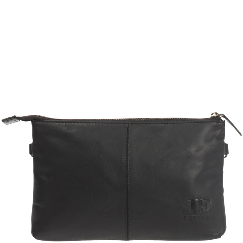 Leconi kleine Umhängetasche Schultertasche Damentasche Clutch Leder schwarz LE3081 Clearance-Verkauf