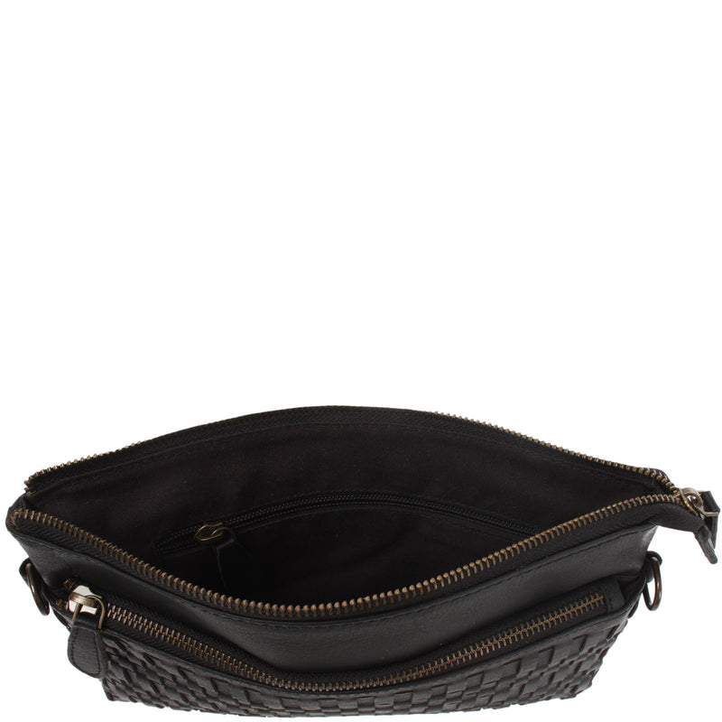 Leconi kleine Umhängetasche Schultertasche Damentasche Clutch Leder schwarz LE3081 Clearance-Verkauf
