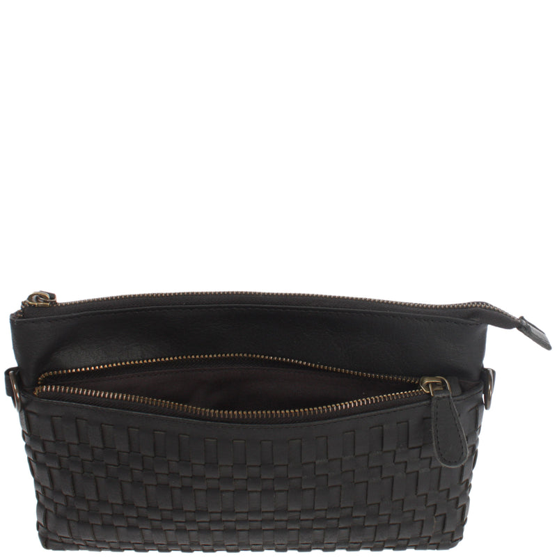 Leconi kleine Umhängetasche Schultertasche Damentasche Clutch Leder schwarz LE3081 Clearance-Verkauf