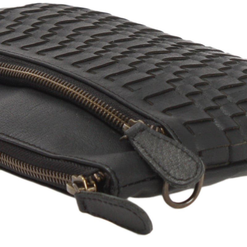 Leconi kleine Umhängetasche Schultertasche Damentasche Clutch Leder schwarz LE3081 Clearance-Verkauf