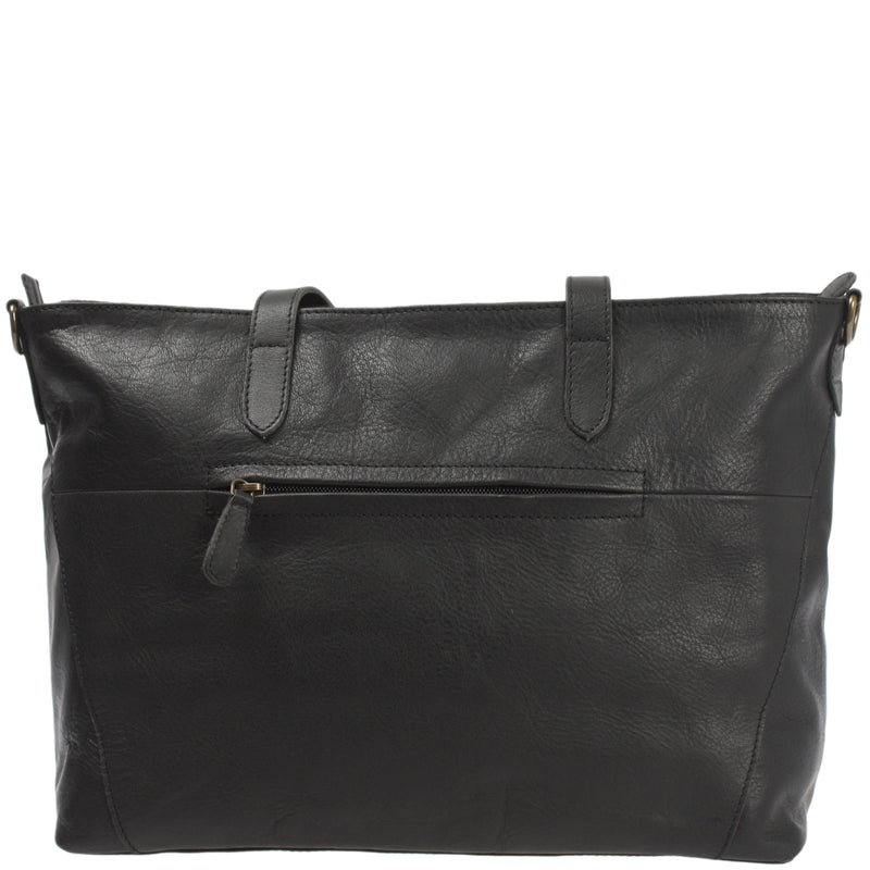 Leconi Schultertasche Damentasche DIN A4 Leder schwarz LE0071 Kostenloser Versand international