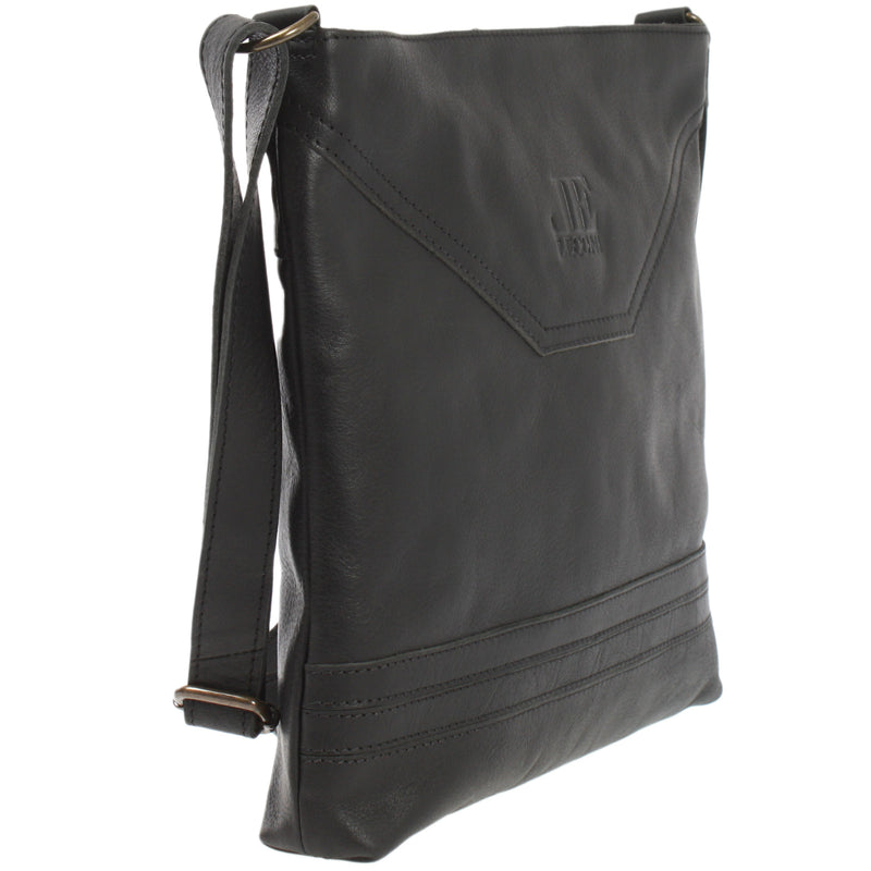 Leconi Umhängetasche Ledertasche Damen Schultertasche Leder schwarz LE0066 Speichern exportieren