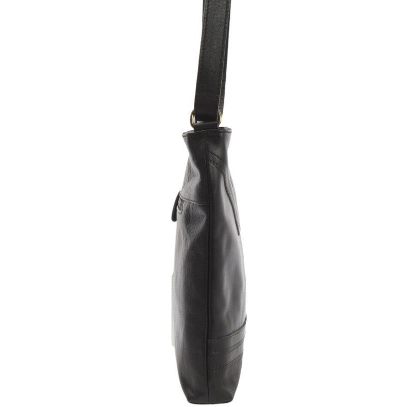 Leconi Umhängetasche Ledertasche Damen Schultertasche Leder schwarz LE0066 Speichern exportieren
