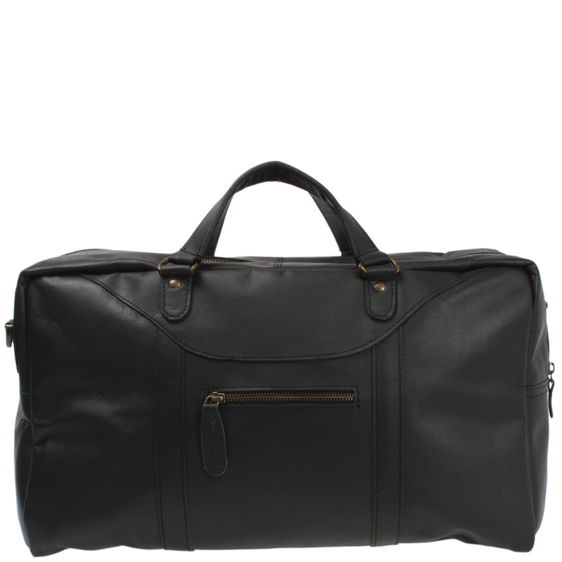 Leconi kleine Reisetasche Weekender Handgepäck Leder schwarz LE2009 Im Verkauf