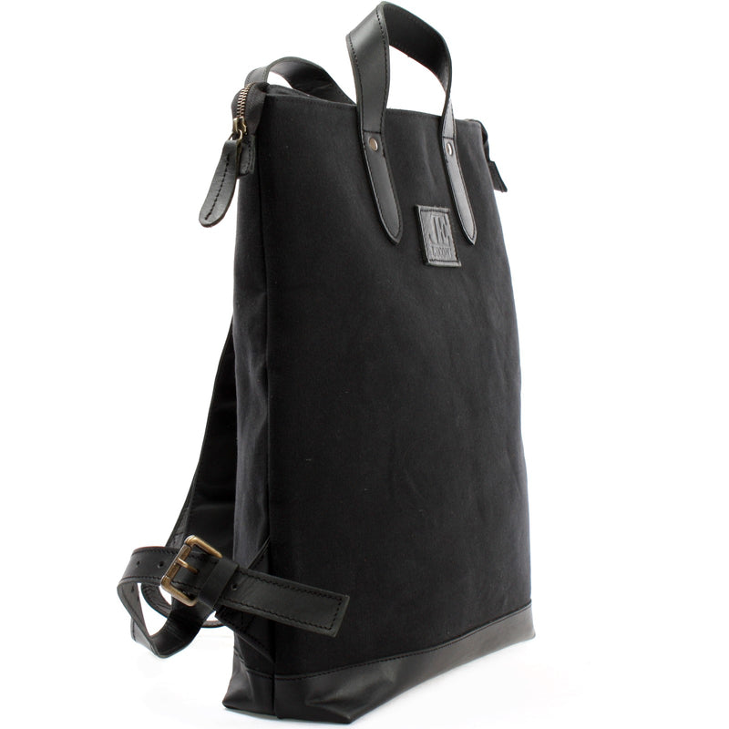 Leconi Freizeitrucksack Rucksack DIN A4 Canvas Leder schwarz LE1021 zollfrei