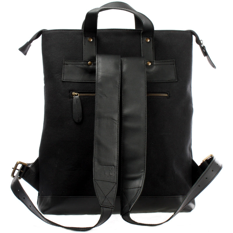 Leconi Freizeitrucksack Rucksack DIN A4 Canvas Leder schwarz LE1021 zollfrei