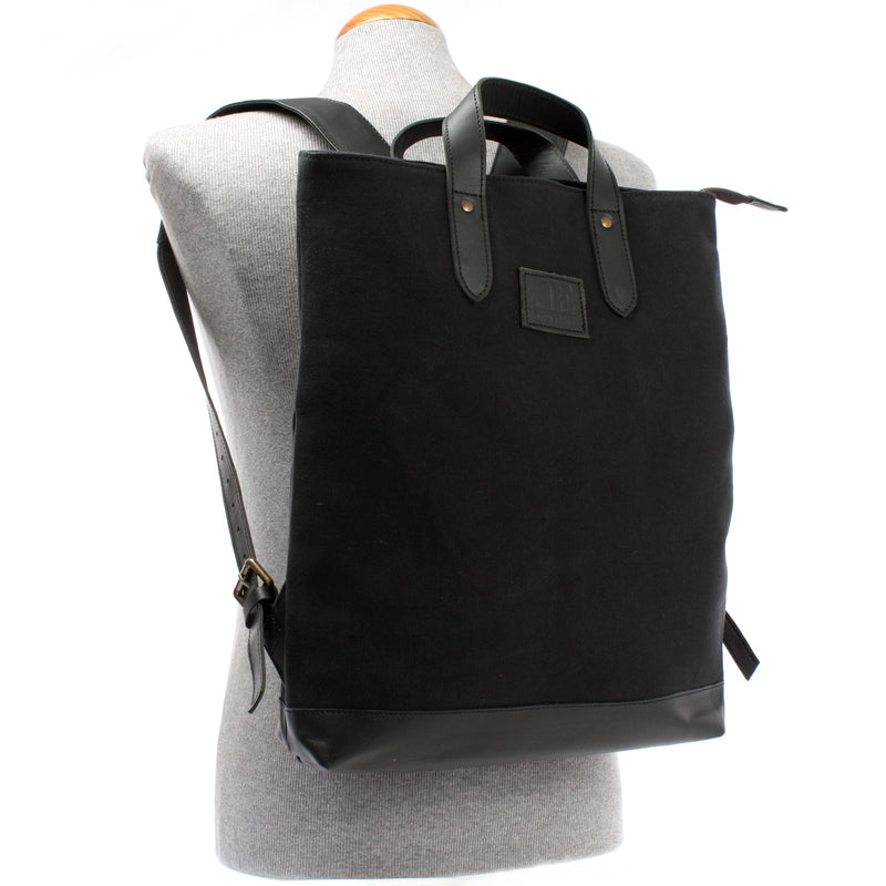 Leconi Freizeitrucksack Rucksack DIN A4 Canvas Leder schwarz LE1021 zollfrei