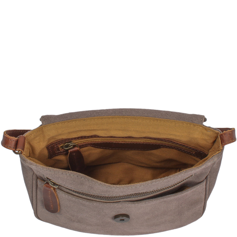 Leconi kleine Umhängetasche Ledertasche Damentasche Schultertasche Veloursleder grau LE3047 50% Rabatt für begrenzte Zeit