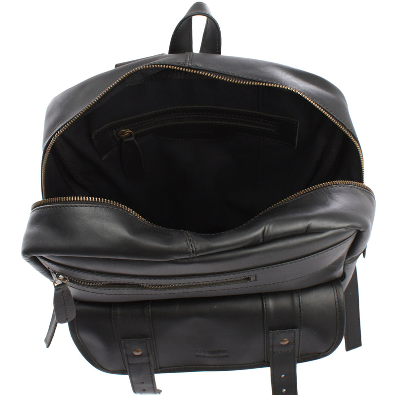 Leconi Lederrucksack Freizeitrucksack Wanderrucksack Leder schwarz LE1018 2025