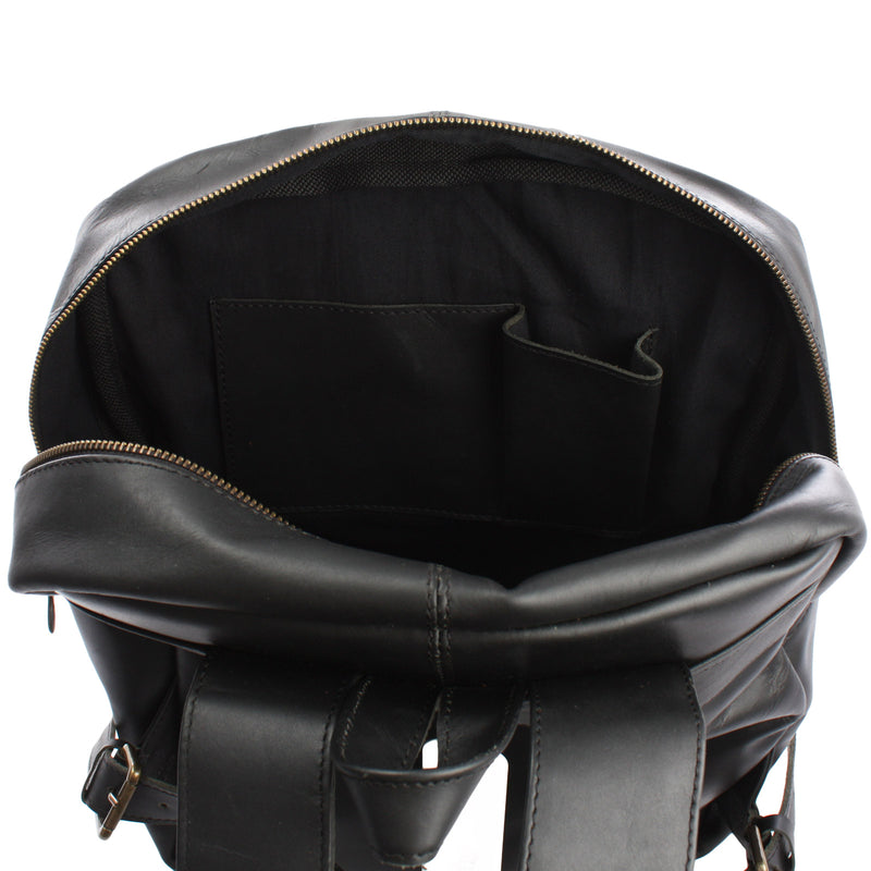 Leconi Lederrucksack Freizeitrucksack Wanderrucksack Leder schwarz LE1018 2025
