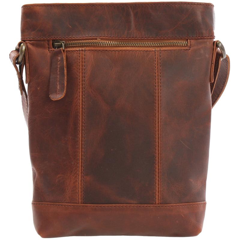 Leconi kleine Umhängetasche Schultertasche Freizeittasche Leder braun LE3086 Online