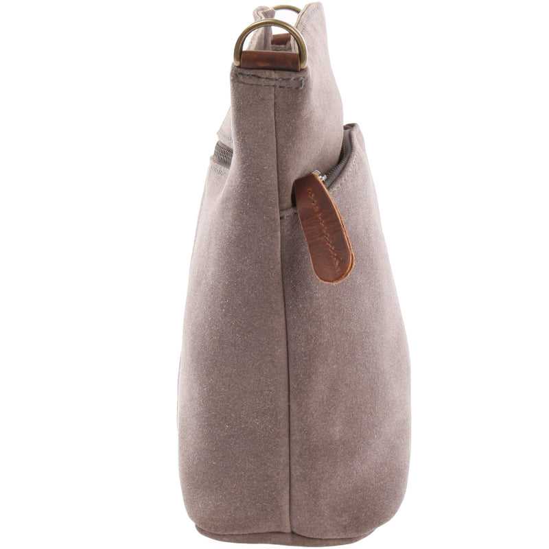 Leconi kleine Umhängetasche Schultertasche Freizeittasche Wildleder grau LE3049 Outlet
