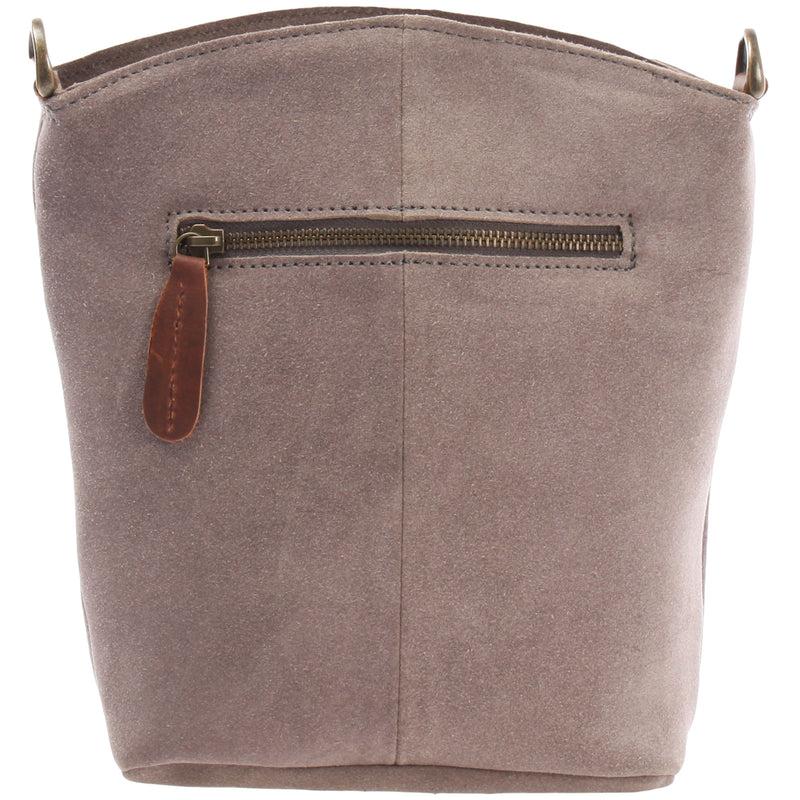 Leconi kleine Umhängetasche Schultertasche Freizeittasche Wildleder grau LE3049 Outlet