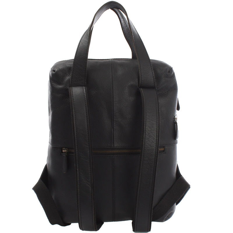 Leconi Stadtrucksack Lederrucksack Leder schwarz LE1023 Auslauf
