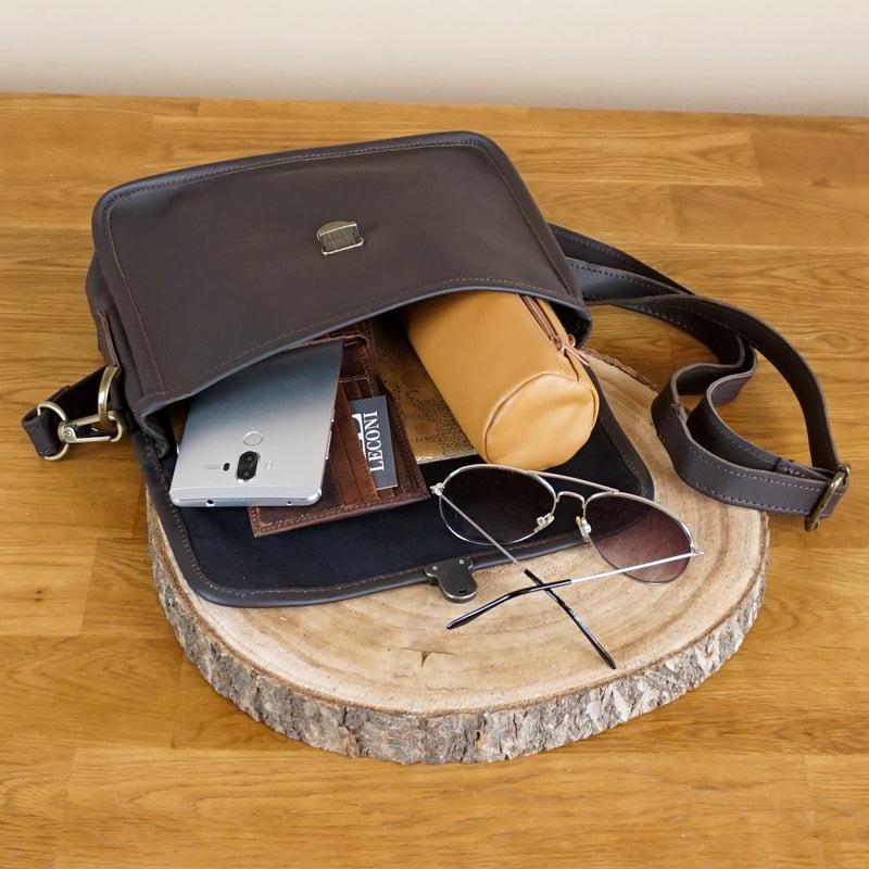 Leconi kleine Umhängetasche Ledertasche Leder dunkelbraun LE3041 Hotsell