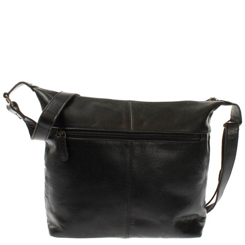 Leconi B-Ware Umhängetasche Beuteltasche Ledertasche Damentasche Leder schwarz LE0064 im Angebot
