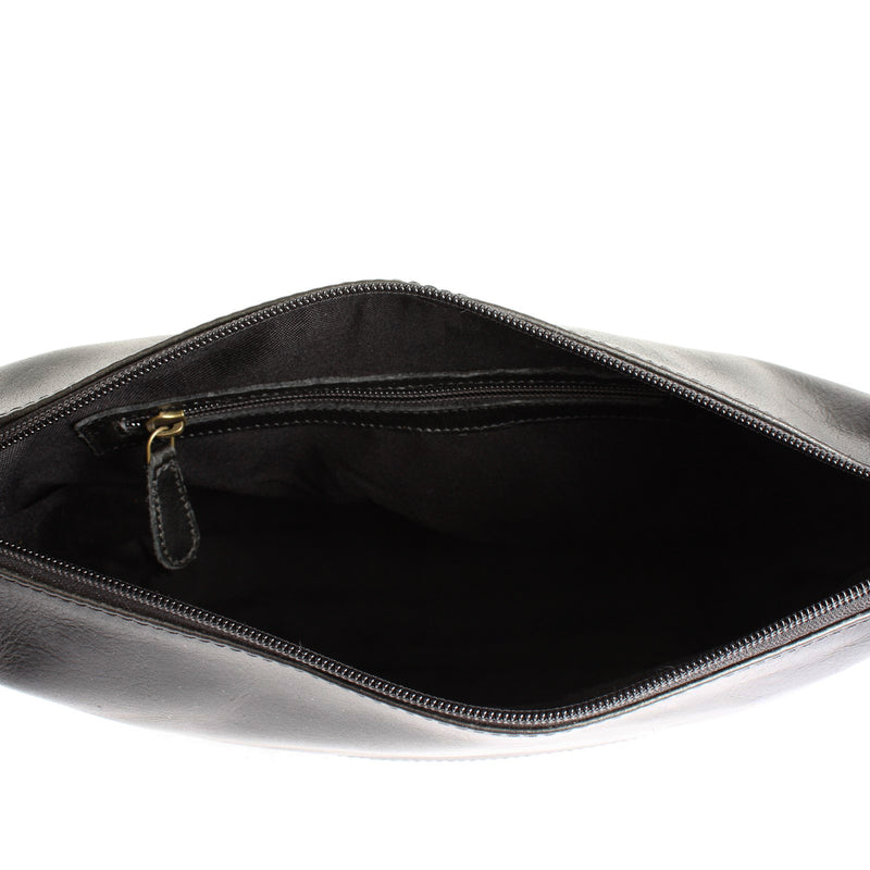Leconi B-Ware Umhängetasche Beuteltasche Ledertasche Damentasche Leder schwarz LE0064 im Angebot