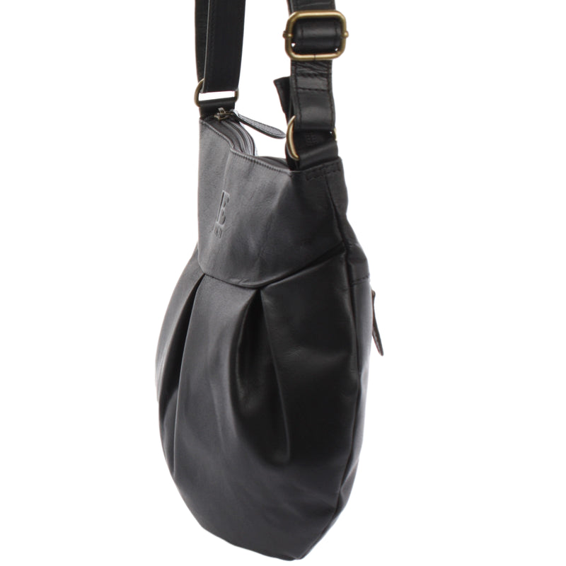 Leconi B-Ware kleine Umhängetasche Ledertasche Damentasche Schultertasche Leder schwarz LE0070 Schlussverkauf