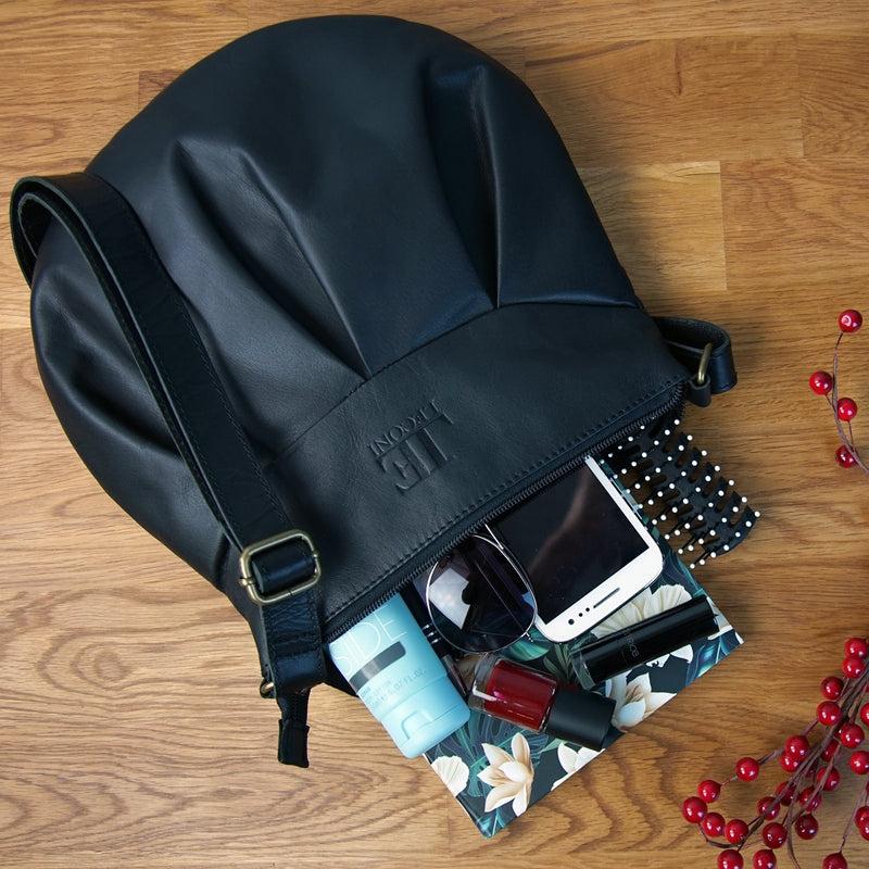 Leconi B-Ware kleine Umhängetasche Ledertasche Damentasche Schultertasche Leder schwarz LE0070 Schlussverkauf