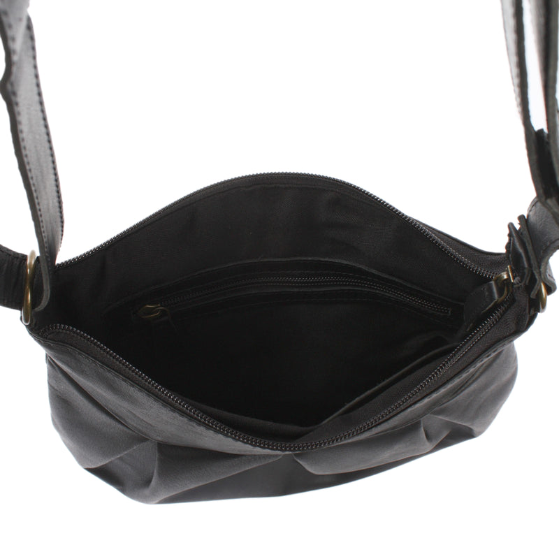 Leconi B-Ware kleine Umhängetasche Ledertasche Damentasche Schultertasche Leder schwarz LE0070 Schlussverkauf