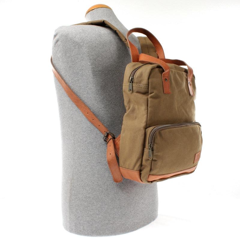 Leconi B-Ware Canvasrucksack kleiner Freizeitrucksack Damen Herren Canvas oliv LE1028 Blitzverkäufe