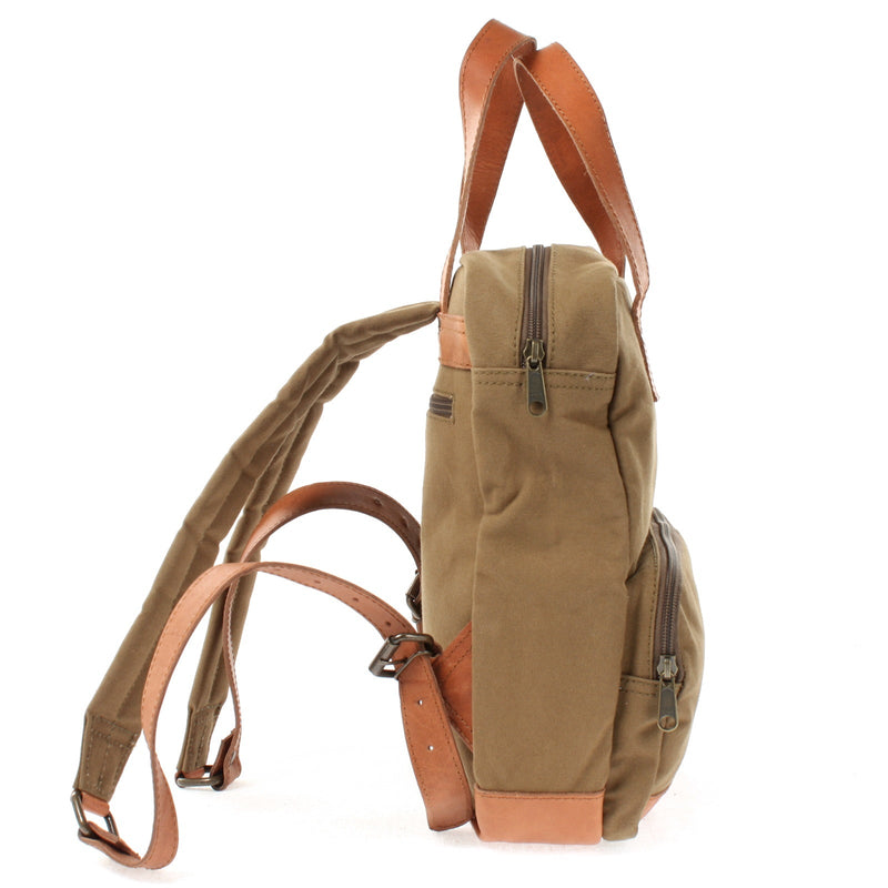 Leconi B-Ware Canvasrucksack kleiner Freizeitrucksack Damen Herren Canvas oliv LE1028 Blitzverkäufe