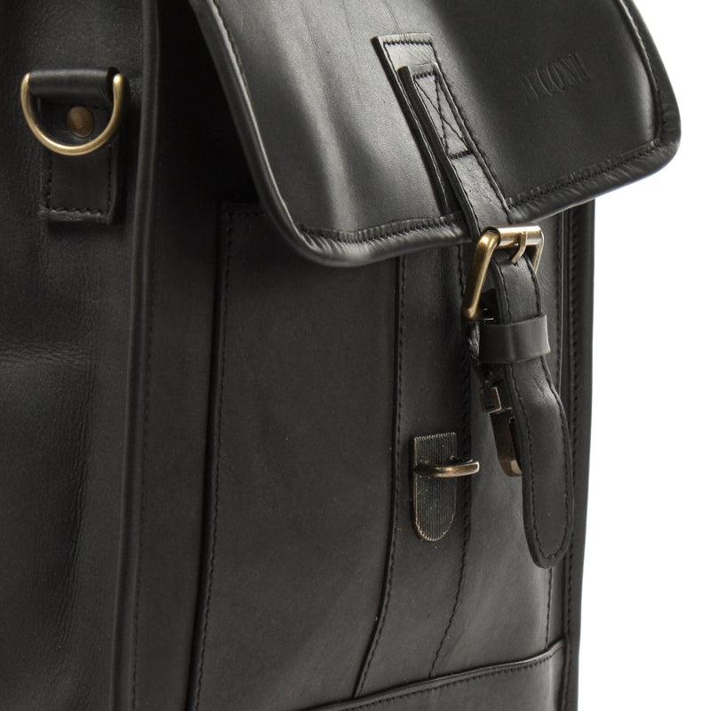 Leconi B-Ware Umhängetasche Freizeittasche Herren Damen Hochformat Leder schwarz LE3052 Limitierter Zeitrabatt
