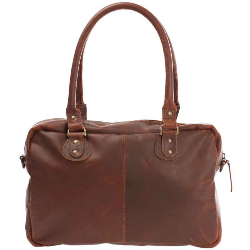 Leconi B-Ware Schultertasche Handtasche Henkeltasche Damen Leder braun LE0046 Fabrik Onlineshop