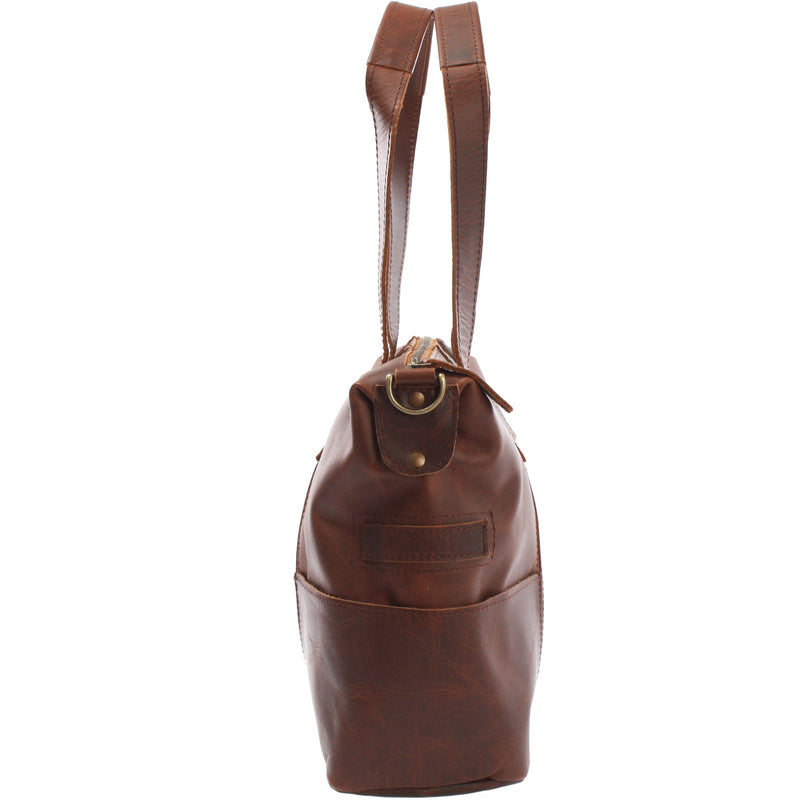 Leconi B-Ware Shopper Schultertasche Henkeltasche Leder braun LE0034 Fabrikpreis