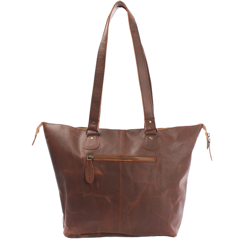 Leconi B-Ware Schultertasche Damentasche Handtasche Leder braun LE0052 Sonderangebot