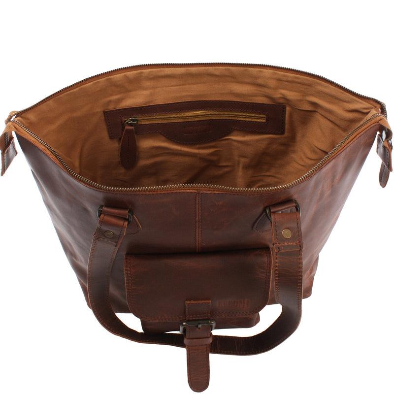 Leconi B-Ware Schultertasche Damentasche Handtasche Leder braun LE0052 Sonderangebot