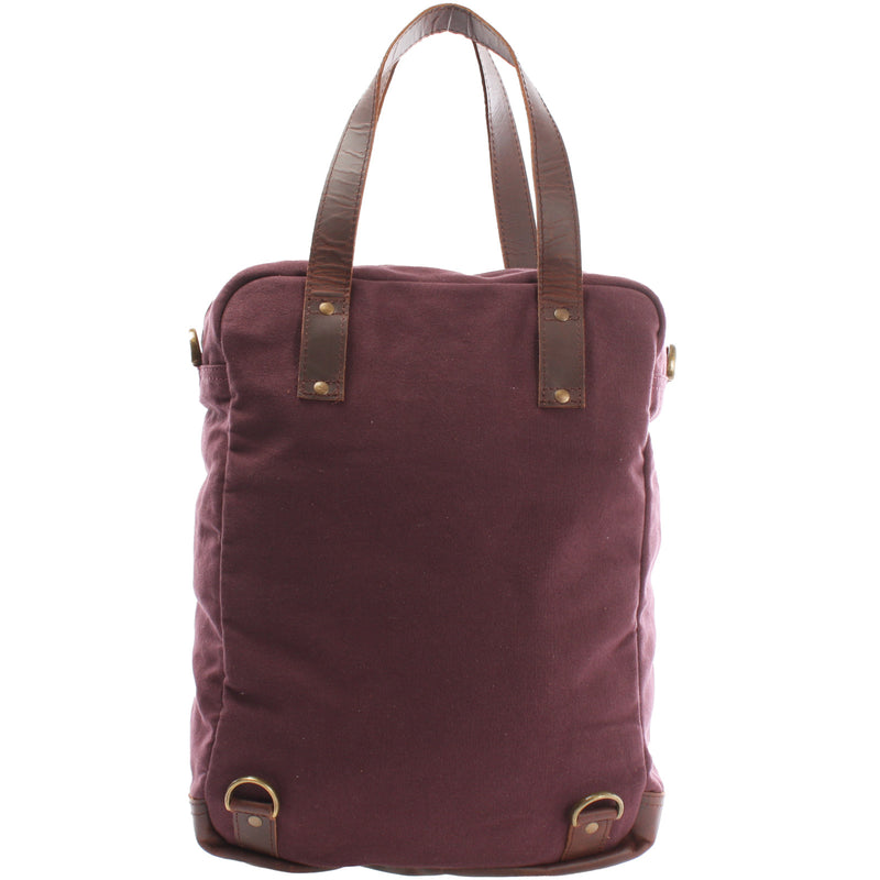 Leconi Rucksack Umhängetasche Damen Herren Leder Canvas bordeaux LE1014 Günstig kaufen