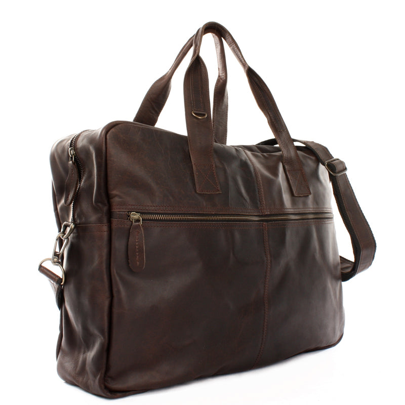 Leconi Weekender kleine Reisetasche Sporttasche vintage Leder dunkelbraun LE2018 Flash Sale