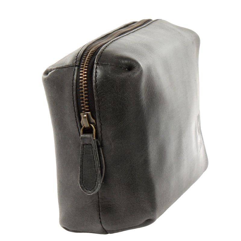 Leconi Utensilientasche Kosmetiktasche Stiftemappe Leder dunkelgrau LE9018 Exklusivangebot
