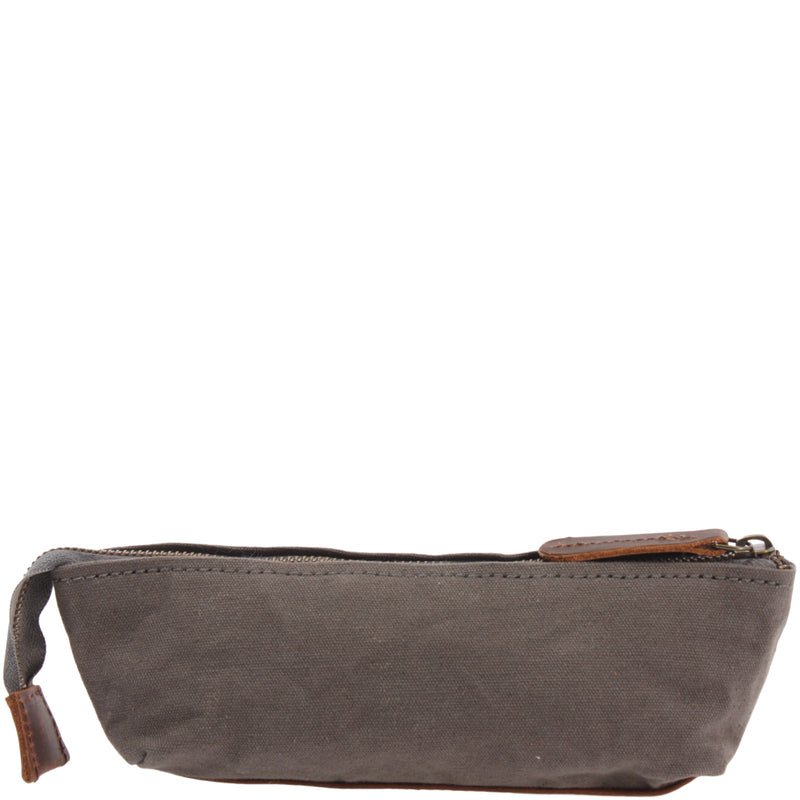 Leconi Stiftemappe Federtasche Stifteetui Federmappe Damen Herren Canvas Leder grau LE9026 Saisonschlussverkauf