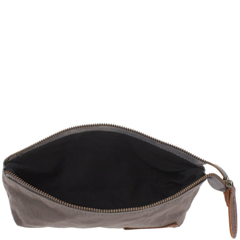 Leconi Stiftemappe Federtasche Stifteetui Federmappe Damen Herren Canvas Leder grau LE9026 Saisonschlussverkauf