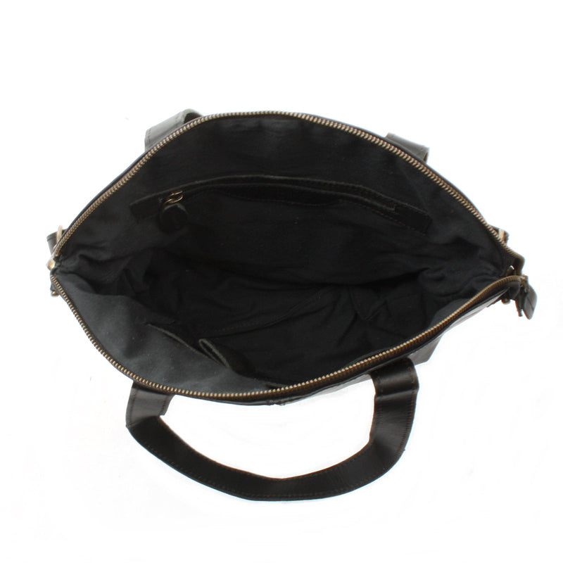 Leconi Shopper Schultertasche Damen Handtasche Ledertasche Henkeltasche Leder schwarz LE0060 Weihnachtsangebot