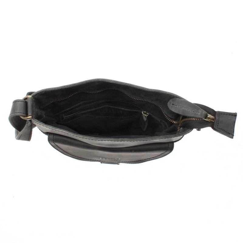 Leconi Umhängetasche Schultertasche Damen Herren Used Look Leder grau LE3072 Osterangebot
