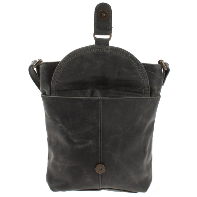 Leconi Umhängetasche Schultertasche Damen Herren Used Look Leder grau LE3072 Osterangebot