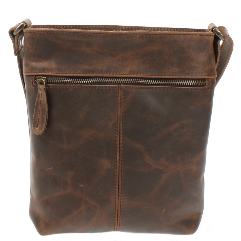 Leconi Umhängetasche Schultertasche Damen Herren Used Look Leder schlamm LE3072 Muttertagsangebot