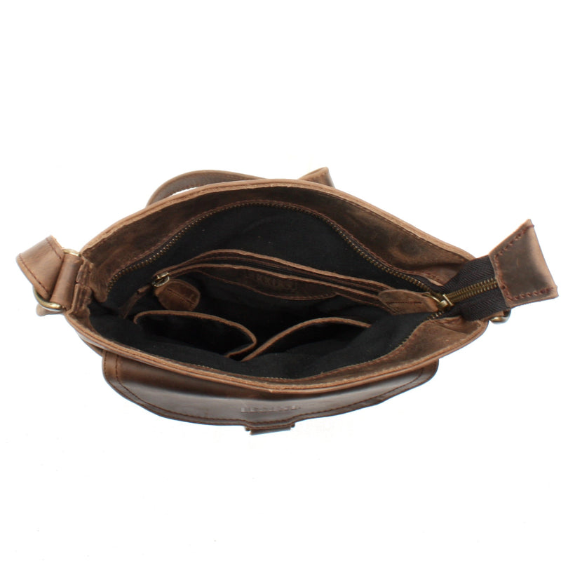 Leconi Umhängetasche Schultertasche Damen Herren Used Look Leder schlamm LE3072 Muttertagsangebot