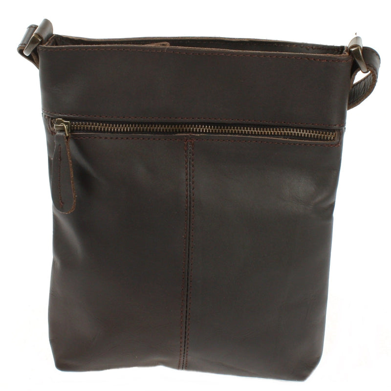 Leconi Umhängetasche Schultertasche Damen Herren Used Look Leder dunkelbraun LE3072 Vatertagsangebot