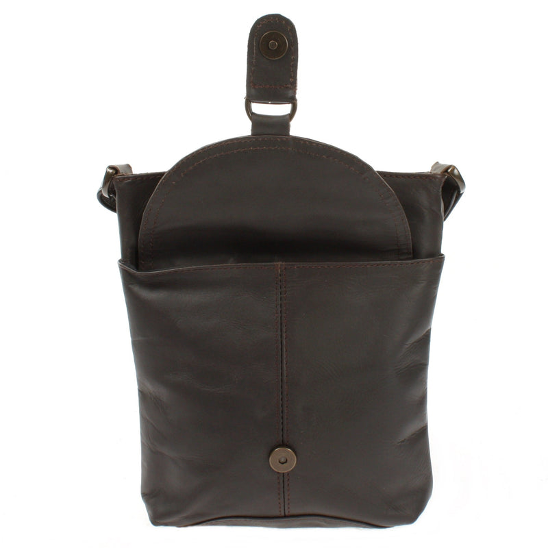 Leconi Umhängetasche Schultertasche Damen Herren Used Look Leder dunkelbraun LE3072 Vatertagsangebot