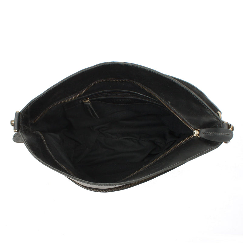 Leconi Umhängetasche Schultertasche Damen Freizeittasche Leder grau LE3050 Valentinstagsangebot
