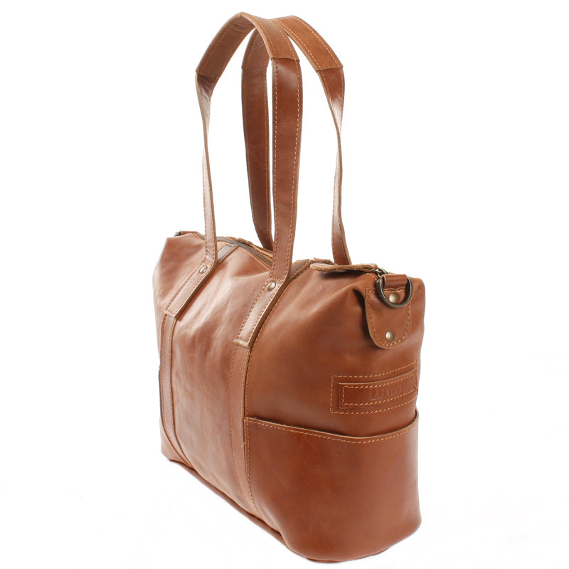 Leconi Shopper Schultertasche Henkeltasche Leder cognac LE0034 Lagerräumung