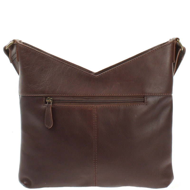 Leconi Schultertasche Damentasche Handtasche Leder dunkelbraun LE0065 Online Outlet