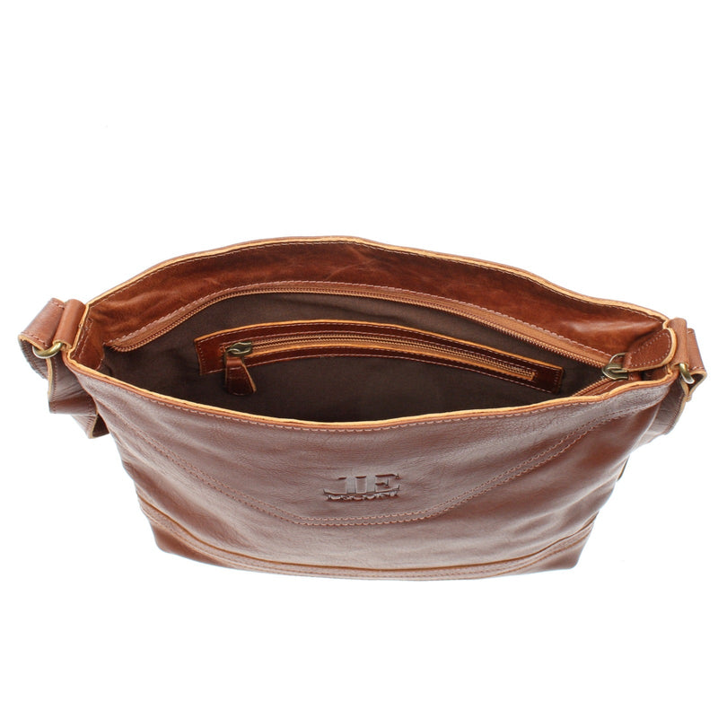 Leconi Umhängetasche Ledertasche Damen Schultertasche Leder braun LE0066 Zeitlich begrenztes Angebot