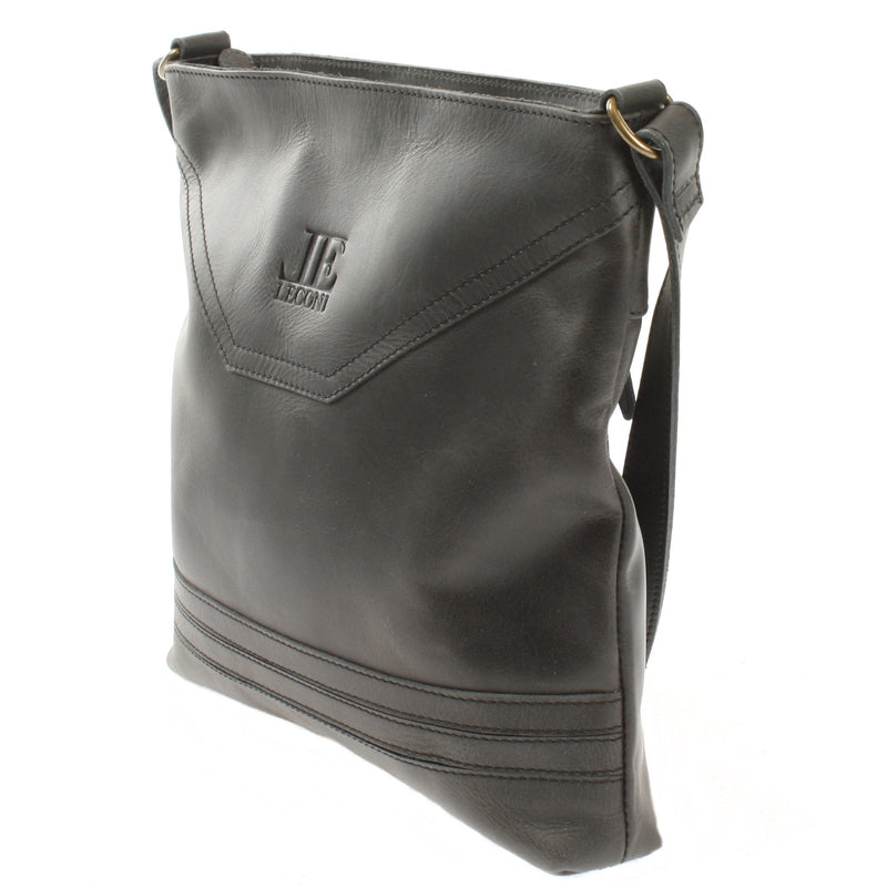 Leconi Umhängetasche Ledertasche Damen Schultertasche Leder dunkelgrau LE0066 Exklusive Angebote