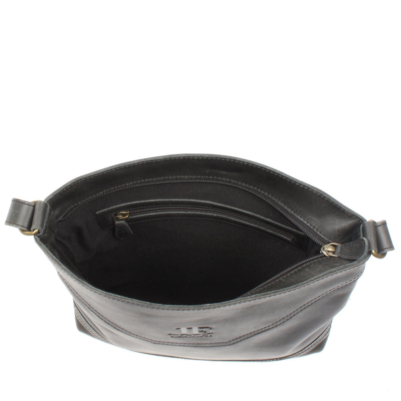Leconi Umhängetasche Ledertasche Damen Schultertasche Leder dunkelgrau LE0066 Exklusive Angebote