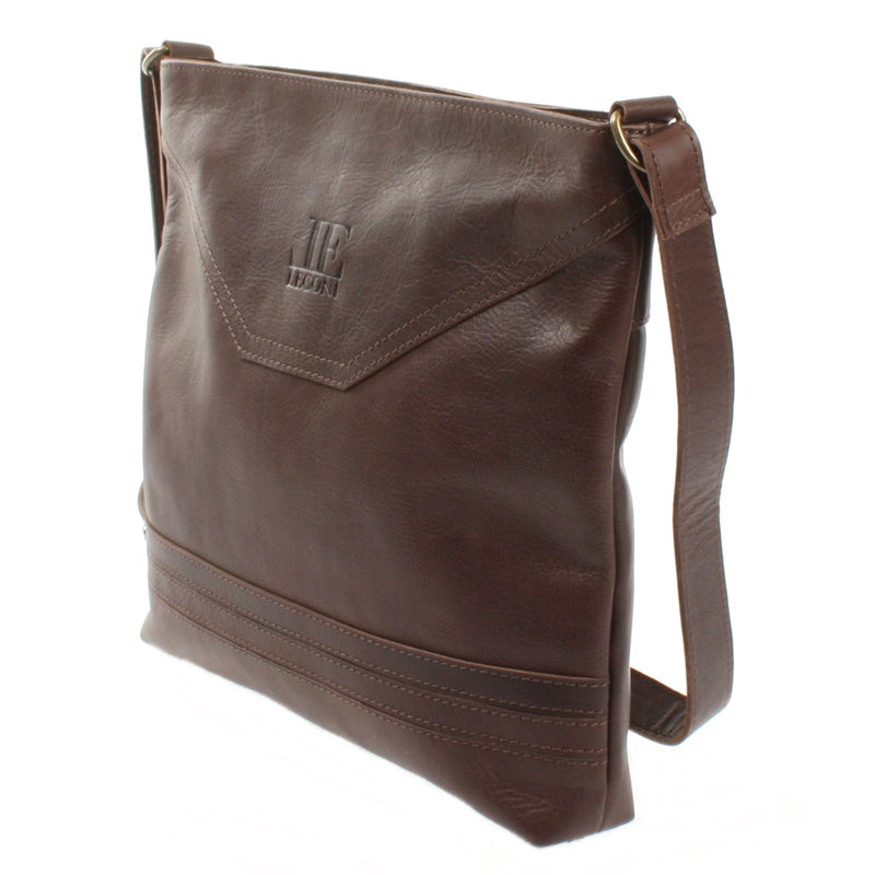 Leconi Umhängetasche Ledertasche Damen Schultertasche Leder dunkelbraun LE0066 Blitzangebot